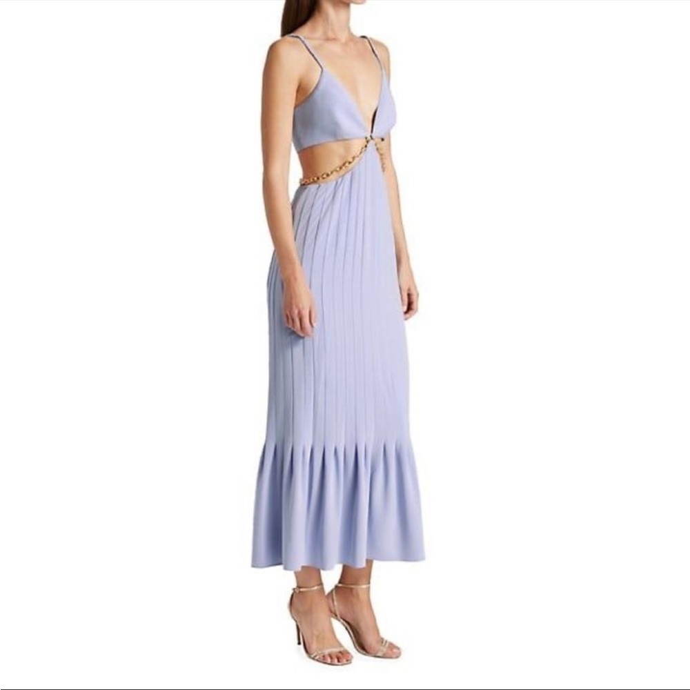 Jonathan Simkhai Ayla blue dress with optional gold chain detail